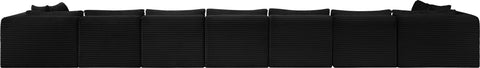 Faye 233" Black Corduroy Performance Fabric Upholstered Sectional, 9-Piece
