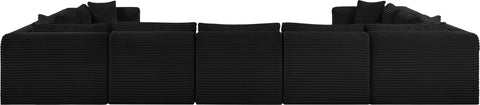 Faye 171" Black Corduroy Performance Fabric Upholstered Sectional, 9-Piece