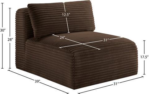 Faye Brown Corduroy Performance Fabric Upholstered Armless Chair, 1 Piece