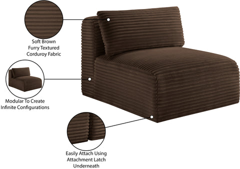 Faye Brown Corduroy Performance Fabric Upholstered Armless Chair, 1 Piece