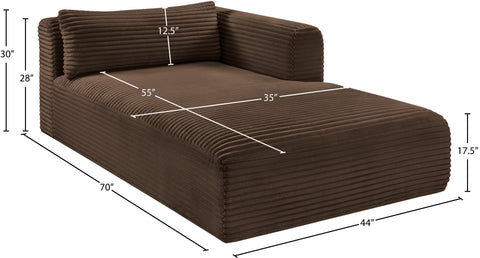 Faye Brown Corduroy Performance Fabric Upholstered Chaise Lounge, 1 Piece