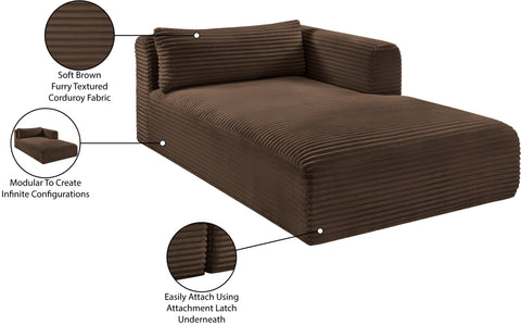 Faye Brown Corduroy Performance Fabric Upholstered Chaise Lounge, 1 Piece
