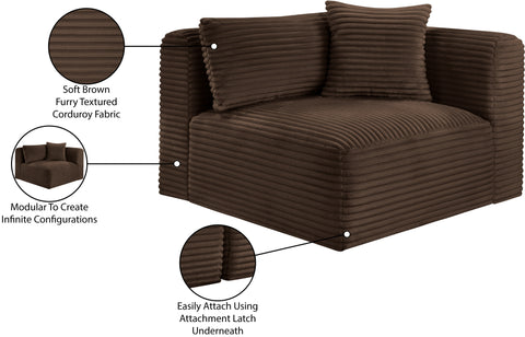Faye Brown Corduroy Performance Fabric Upholstered Corner Chair, 1 Piece