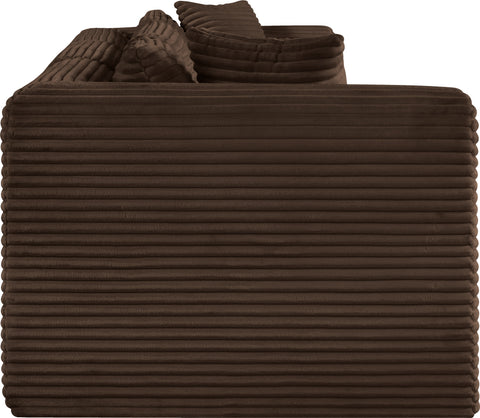 Faye 109" Brown Corduroy Performance Fabric Upholstered Sofa, 3-Piece