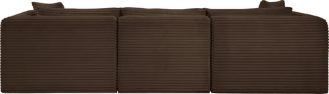 Faye 109" Brown Corduroy Performance Fabric Upholstered Sofa, 3-Piece
