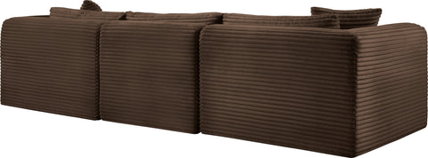 Faye 109" Brown Corduroy Performance Fabric Upholstered Sofa, 3-Piece