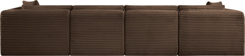 Faye 140" Brown Corduroy Performance Fabric Upholstered Sofa, 4-Piece