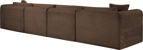 Faye 140" Brown Corduroy Performance Fabric Upholstered Sofa, 4-Piece