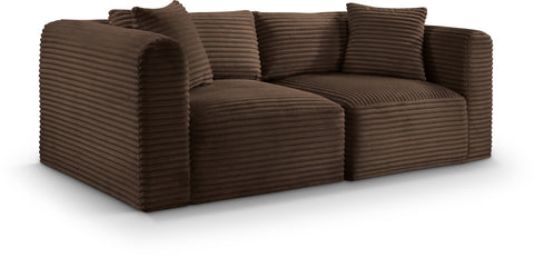 Faye 78" Brown Corduroy Performance Fabric Upholstered Sofa, 2-Piece