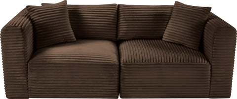 Faye 78" Brown Corduroy Performance Fabric Upholstered Sofa, 2-Piece