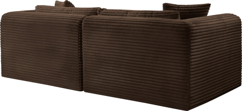 Faye 78" Brown Corduroy Performance Fabric Upholstered Sofa, 2-Piece
