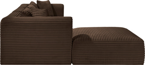 Faye 109" Brown Corduroy Performance Fabric Upholstered Sectional, 4-Piece