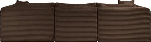 Faye 109" Brown Corduroy Performance Fabric Upholstered Sectional, 4-Piece