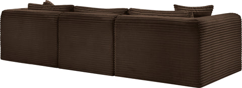 Faye 109" Brown Corduroy Performance Fabric Upholstered Sectional, 4-Piece