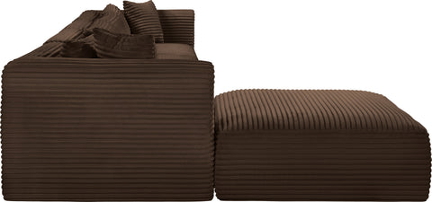 Faye 140" Brown Corduroy Performance Fabric Upholstered Sectional, 5-Piece