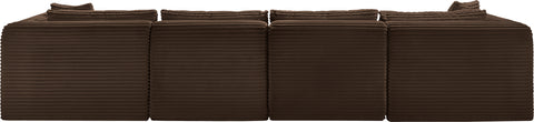 Faye 140" Brown Corduroy Performance Fabric Upholstered Sectional, 5-Piece