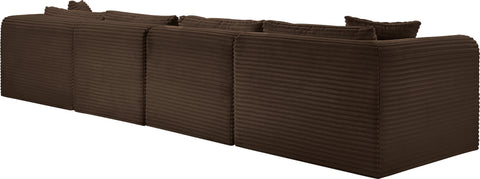 Faye 140" Brown Corduroy Performance Fabric Upholstered Sectional, 5-Piece