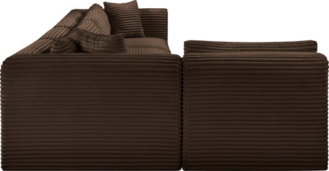 Faye 140" Brown Corduroy Performance Fabric Upholstered Sectional, 5-Piece (Style 2)