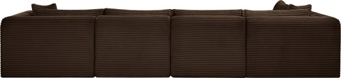 Faye 140" Brown Corduroy Performance Fabric Upholstered Sectional, 5-Piece (Style 2)