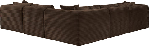 Faye 109" Brown Corduroy Performance Fabric Upholstered Sectional, 5-Piece