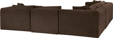 Faye 109" Brown Corduroy Performance Fabric Upholstered Sectional, 5-Piece