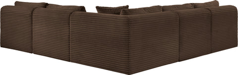Faye 101" Brown Corduroy Performance Fabric Upholstered Sectional, 5-Piece