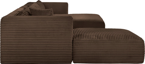 Faye 145" Brown Corduroy Performance Fabric Upholstered Sectional, 5-Piece