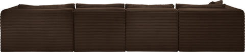 Faye 145" Brown Corduroy Performance Fabric Upholstered Sectional, 5-Piece