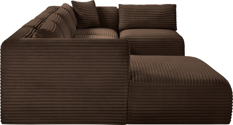 Faye 145" Brown Corduroy Performance Fabric Upholstered Sectional, 5-Piece (Style 2)