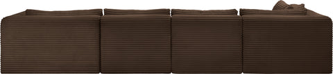 Faye 145" Brown Corduroy Performance Fabric Upholstered Sectional, 5-Piece (Style 2)
