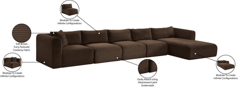 Faye 176" Brown Corduroy Performance Fabric Upholstered Sectional, 5-Piece