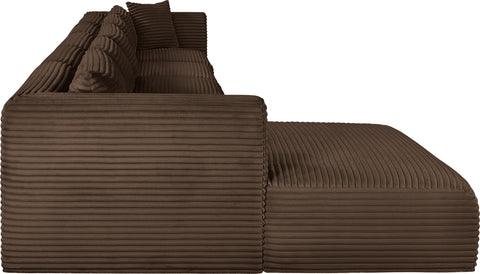 Faye 176" Brown Corduroy Performance Fabric Upholstered Sectional, 5-Piece
