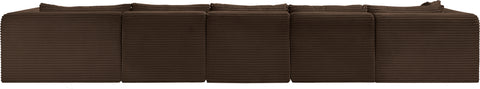Faye 176" Brown Corduroy Performance Fabric Upholstered Sectional, 5-Piece