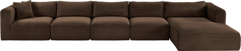Faye 176" Brown Corduroy Performance Fabric Upholstered Sectional, 5-Piece