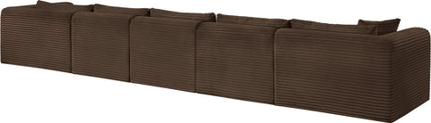 Faye 176" Brown Corduroy Performance Fabric Upholstered Sectional, 5-Piece