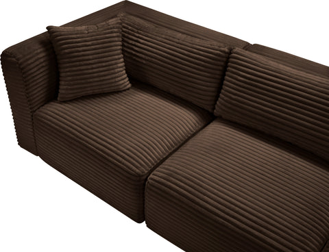 Faye 140" Brown Corduroy Performance Fabric Upholstered Sectional, 6-Piece