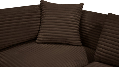 Faye 140" Brown Corduroy Performance Fabric Upholstered Sectional, 6-Piece (Style 2)