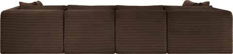 Faye 140" Brown Corduroy Performance Fabric Upholstered Sectional, 6-Piece (Style 2)