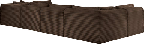 Faye 140" Brown Corduroy Performance Fabric Upholstered Sectional, 6-Piece (Style 2)