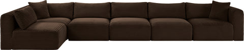 Faye 171" Brown Corduroy Performance Fabric Upholstered Sectional, 6-Piece