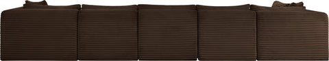 Faye 171" Brown Corduroy Performance Fabric Upholstered Sectional, 6-Piece