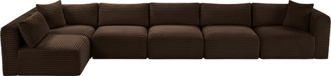 Faye 171" Brown Corduroy Performance Fabric Upholstered Sectional, 6-Piece