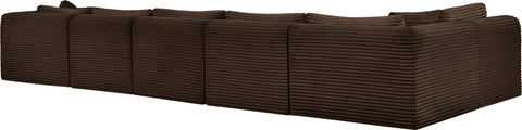 Faye 171" Brown Corduroy Performance Fabric Upholstered Sectional, 6-Piece