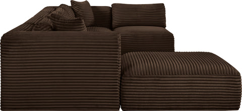 Faye 140" Brown Corduroy Performance Fabric Upholstered Sectional, 6-Piece (Style 3)