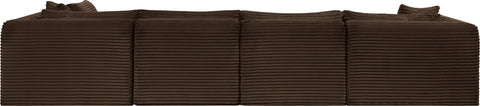 Faye 140" Brown Corduroy Performance Fabric Upholstered Sectional, 6-Piece (Style 3)