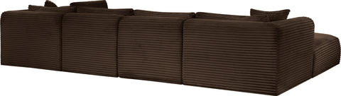 Faye 140" Brown Corduroy Performance Fabric Upholstered Sectional, 6-Piece (Style 3)