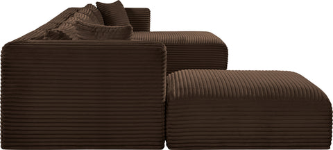 Faye 176" Brown Corduroy Performance Fabric Upholstered Sectional, 6-Piece
