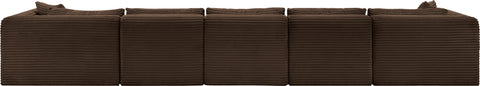 Faye 176" Brown Corduroy Performance Fabric Upholstered Sectional, 6-Piece