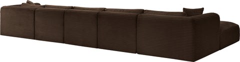 Faye 176" Brown Corduroy Performance Fabric Upholstered Sectional, 6-Piece