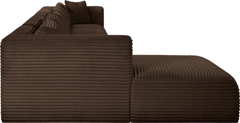 Faye 207" Brown Corduroy Performance Fabric Upholstered Sectional, 6-Piece